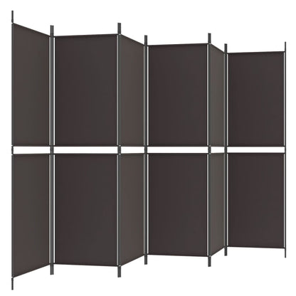 6-Panel Room Divider Brown 300x180 cm Fabric