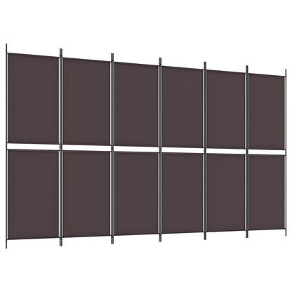 6-Panel Room Divider Brown 300x180 cm Fabric