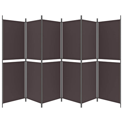 6-Panel Room Divider Brown 300x180 cm Fabric