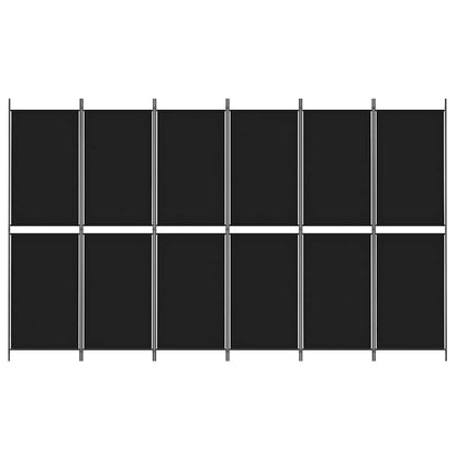 6-Panel Room Divider Black 300x180 cm Fabric