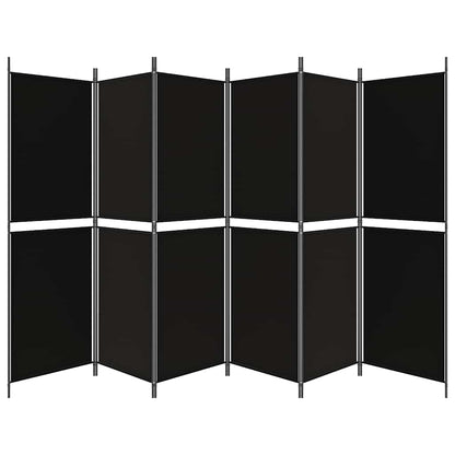 6-Panel Room Divider Black 300x180 cm Fabric