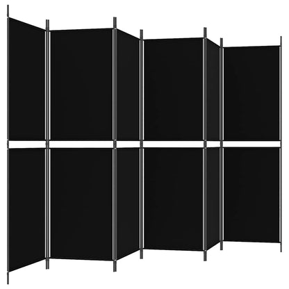 6-Panel Room Divider Black 300x180 cm Fabric