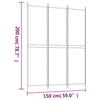 3-Panel Room Divider White 150x200 cm Fabric