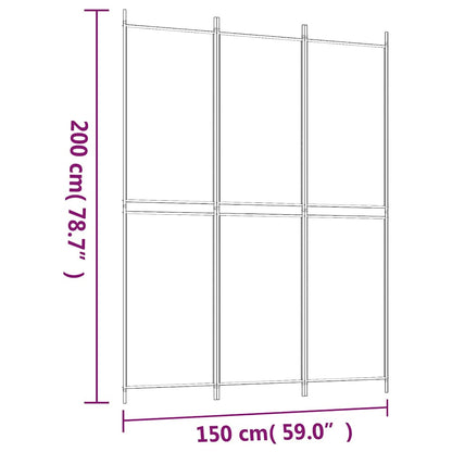 3-Panel Room Divider Brown 150x200 cm Fabric