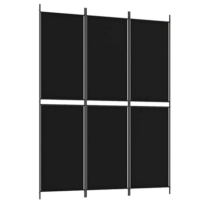 3-Panel Room Divider Black 150x200 cm Fabric