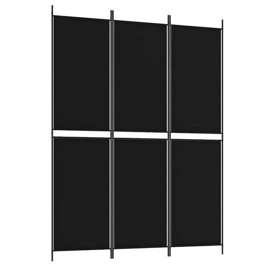 3-Panel Room Divider Black 150x200 cm Fabric