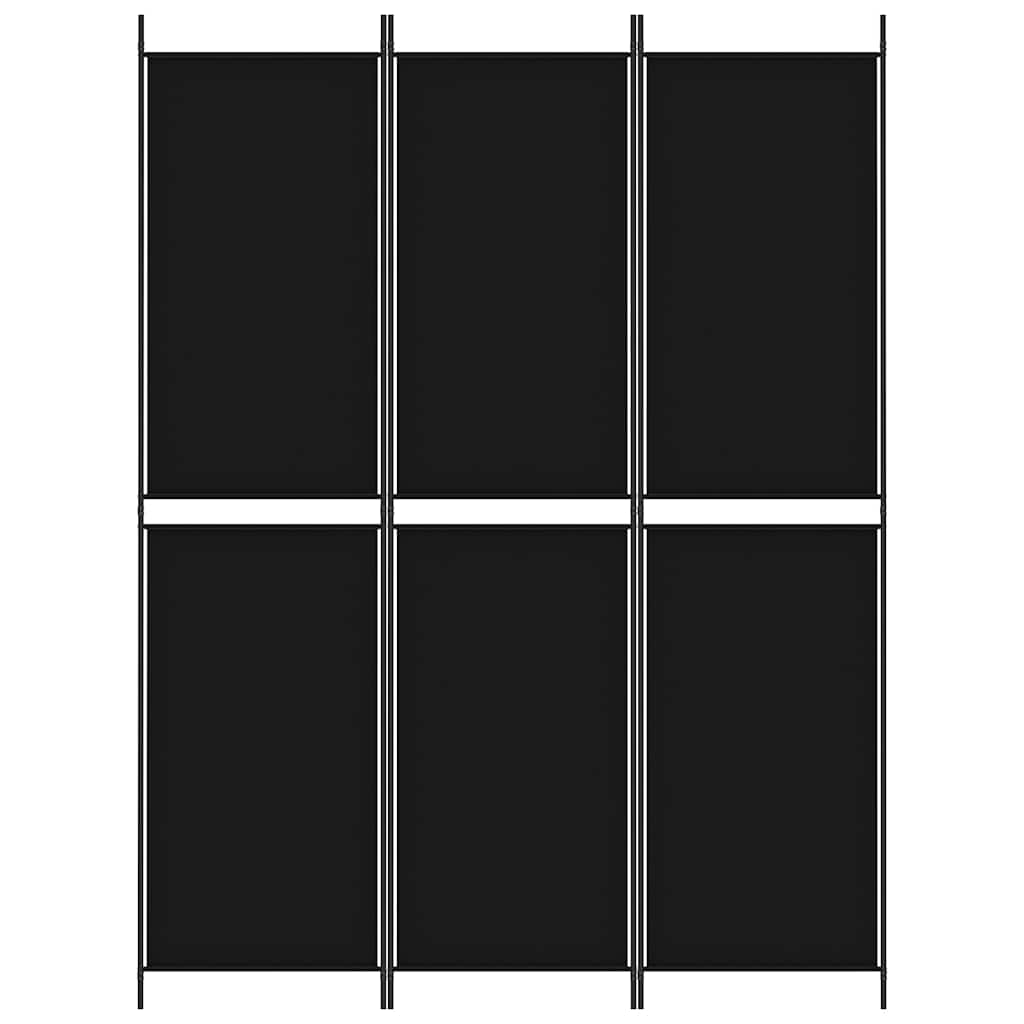 3-Panel Room Divider Black 150x200 cm Fabric