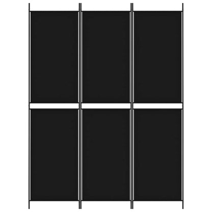 3-Panel Room Divider Black 150x200 cm Fabric