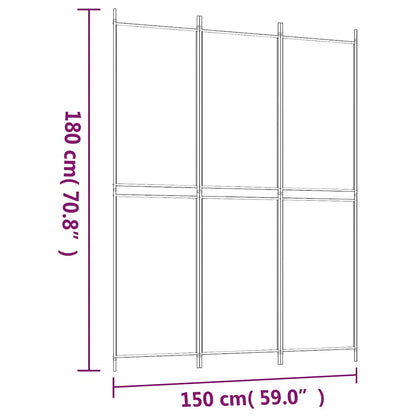 3-Panel Room Divider Black 150x200 cm Fabric