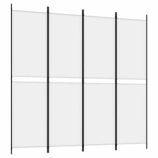 4-Panel Room Divider White 200x200 cm Fabric