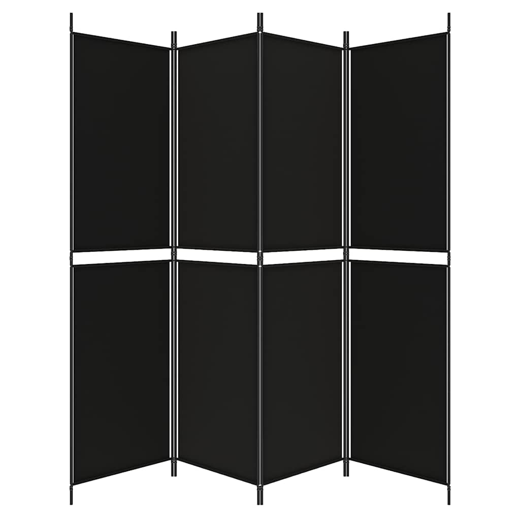 4-Panel Room Divider Black 200x200 cm Fabric