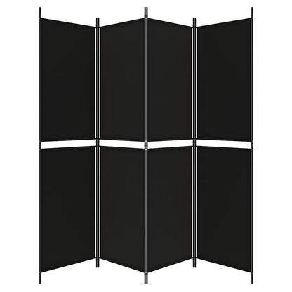 4-Panel Room Divider Black 200x200 cm Fabric