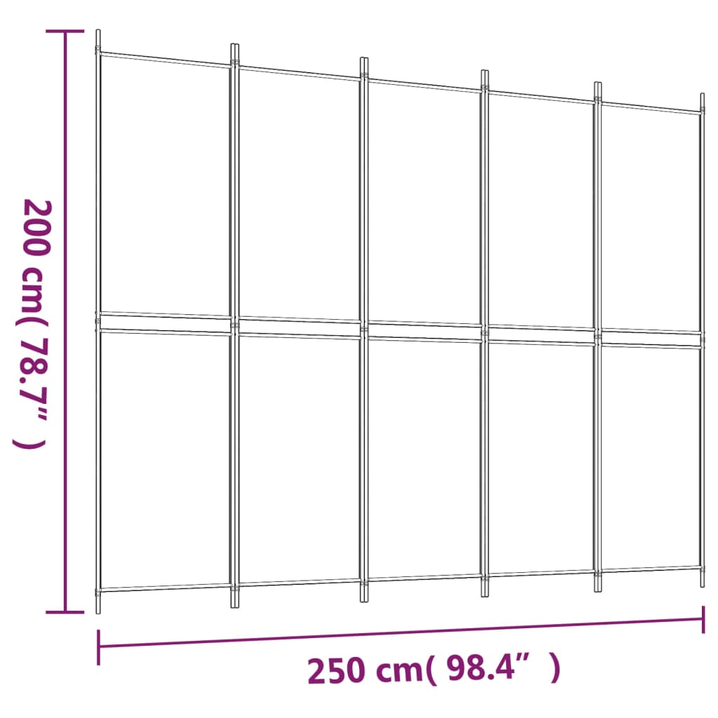 5-Panel Room Divider White 98.4"x78.7" Fabric