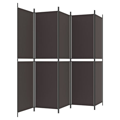 5-Panel Room Divider Brown 250x200 cm Fabric