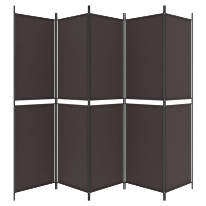 5-Panel Room Divider Brown 250x200 cm Fabric