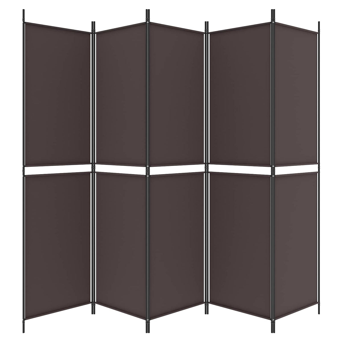 5-Panel Room Divider Brown 250x200 cm Fabric