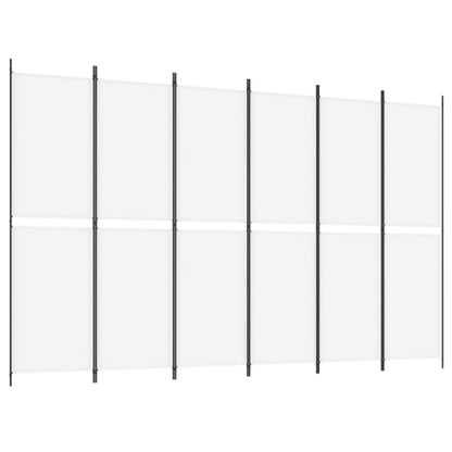 6-Panel Room Divider White 300x200 cm Fabric