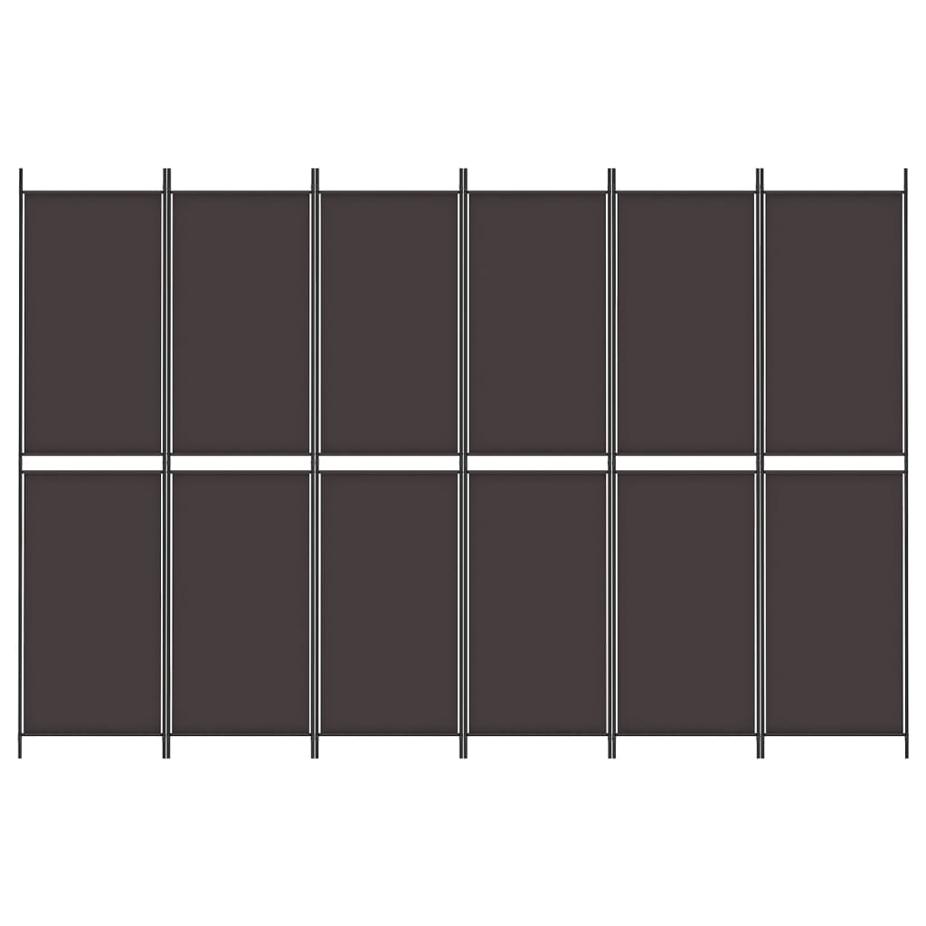 6-Panel Room Divider Brown 300x200 cm Fabric