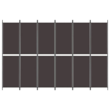 6-Panel Room Divider Brown 300x200 cm Fabric