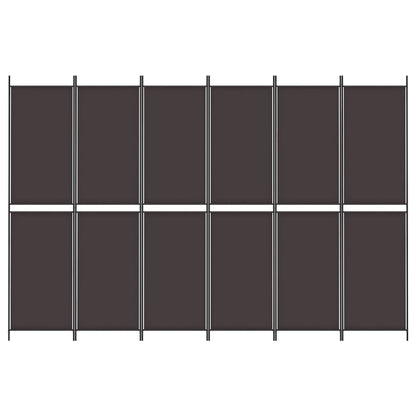 6-Panel Room Divider Brown 300x200 cm Fabric