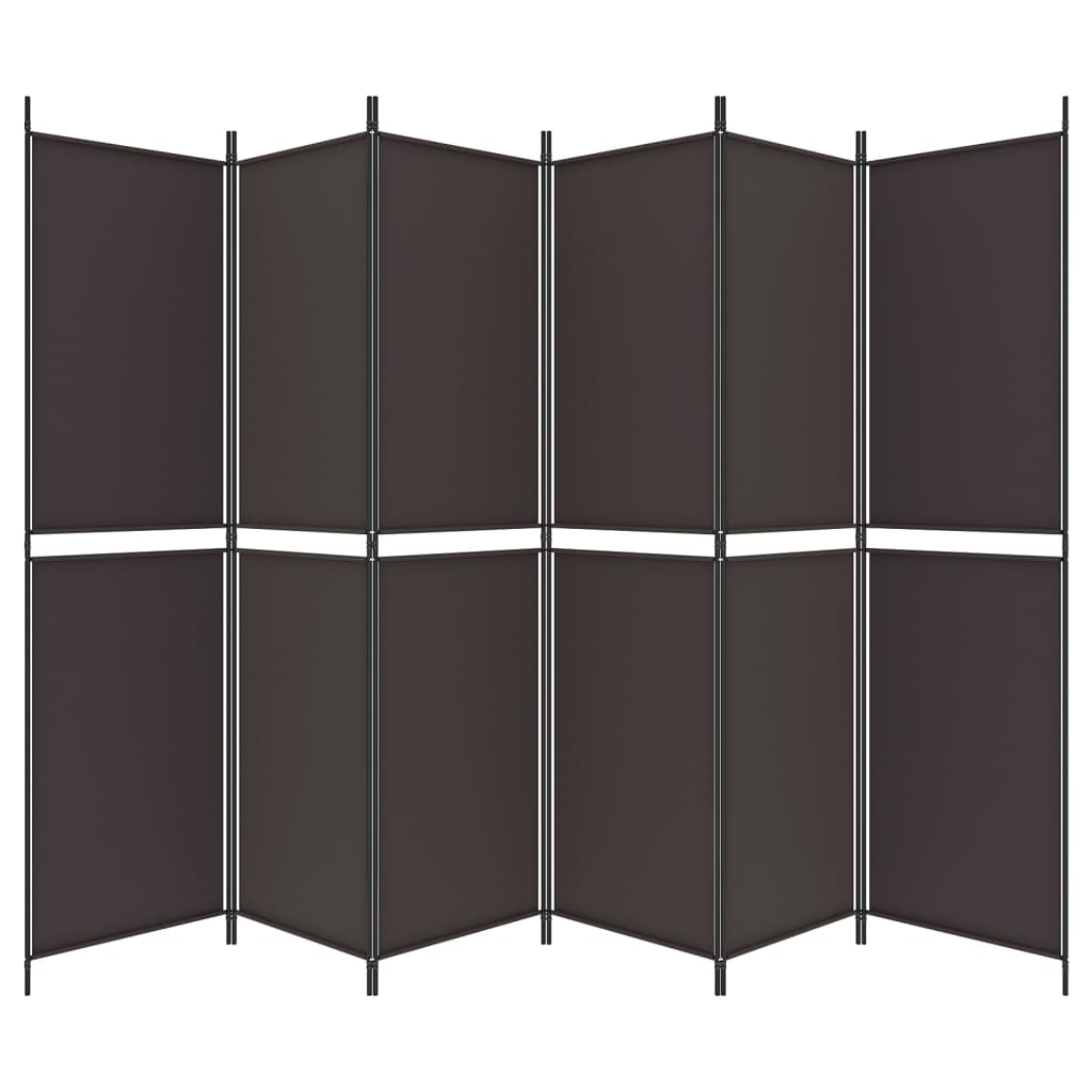 6-Panel Room Divider Brown 300x200 cm Fabric