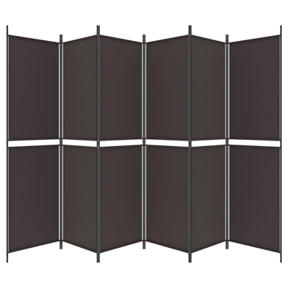 6-Panel Room Divider Brown 300x200 cm Fabric