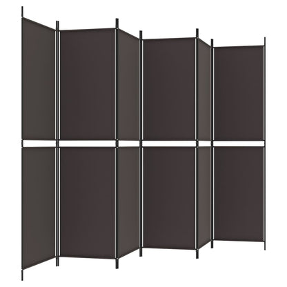 6-Panel Room Divider Brown 300x200 cm Fabric