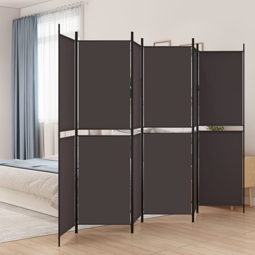 6-Panel Room Divider Brown 300x200 cm Fabric