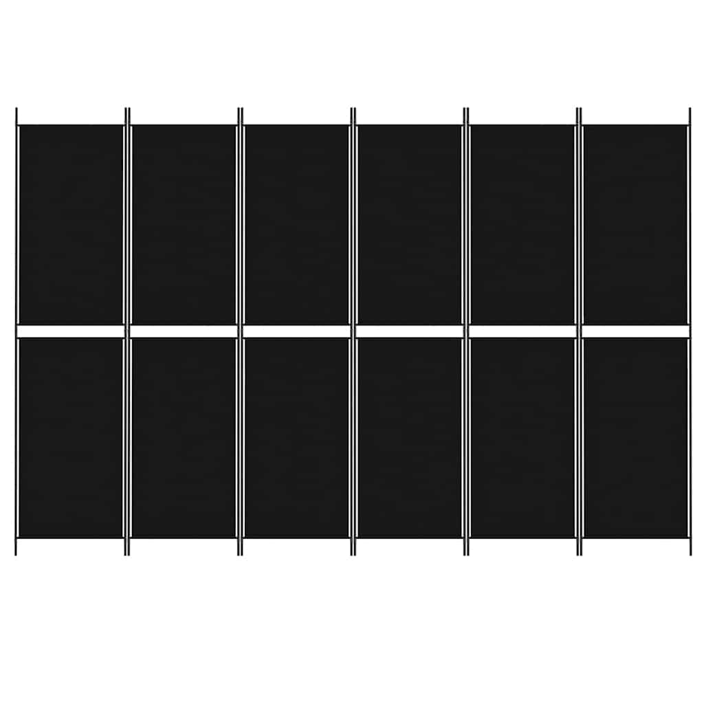 6-Panel Room Divider Black 300x200 cm Fabric