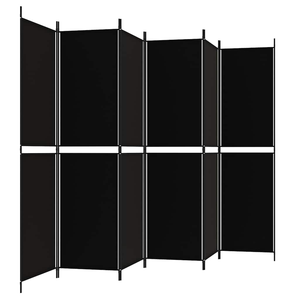 6-Panel Room Divider Black 300x200 cm Fabric