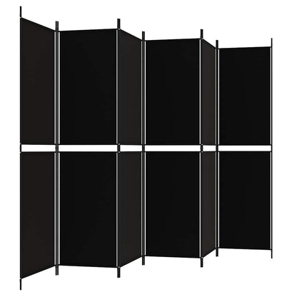 6-Panel Room Divider Black 300x200 cm Fabric