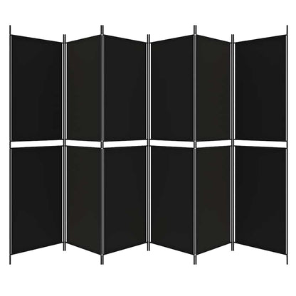 6-Panel Room Divider Black 300x200 cm Fabric