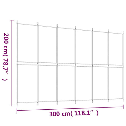 6-Panel Room Divider Black 300x200 cm Fabric