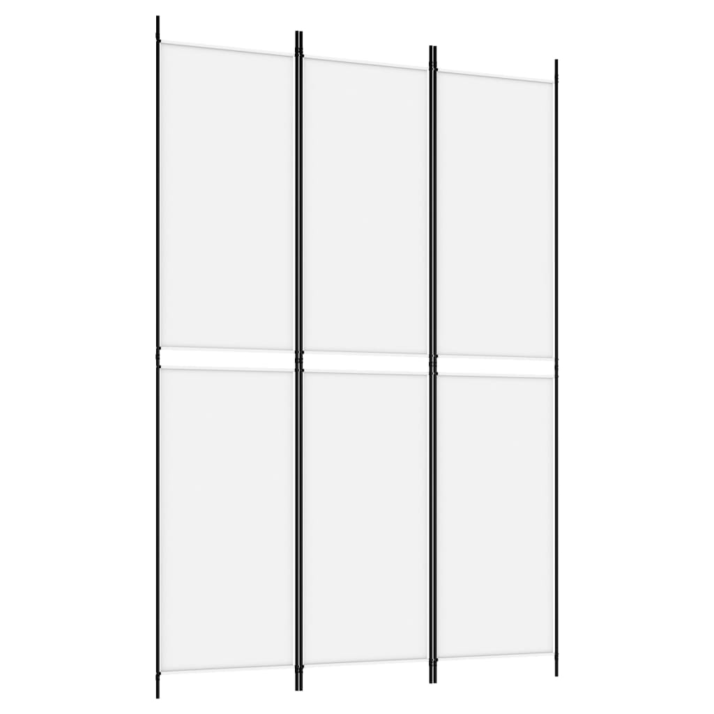 3-Panel Room Divider White 150x220 cm Fabric