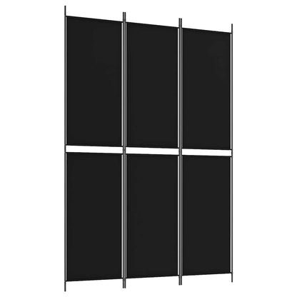 3-Panel Room Divider Black 150x220 cm Fabric