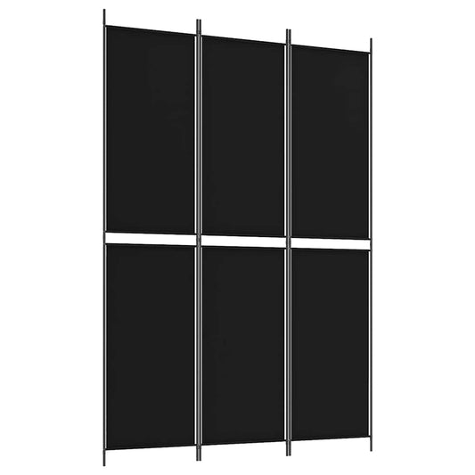 3-Panel Room Divider Black 150x220 cm Fabric