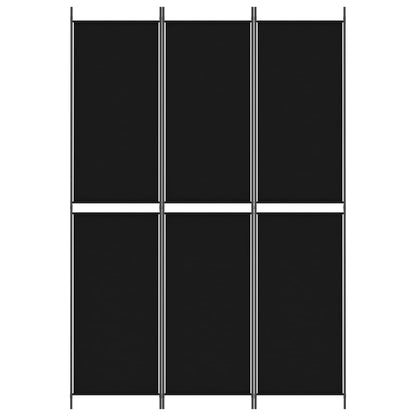 3-Panel Room Divider Black 150x220 cm Fabric