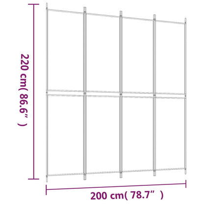 4-Panel Room Divider White 78.7"x86.6" Fabric