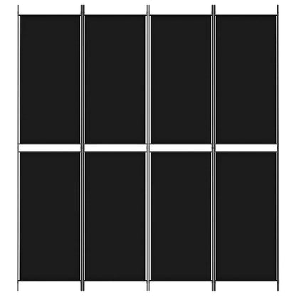 4-Panel Room Divider Black 200x220 cm Fabric
