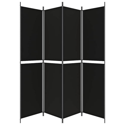 4-Panel Room Divider Black 200x220 cm Fabric