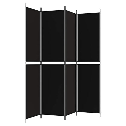 4-Panel Room Divider Black 200x220 cm Fabric