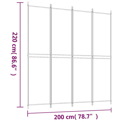 4-Panel Room Divider Black 200x220 cm Fabric