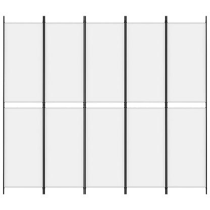 5-Panel Room Divider White 250x220 cm Fabric