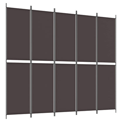 5-Panel Room Divider Brown 250x220 cm Fabric
