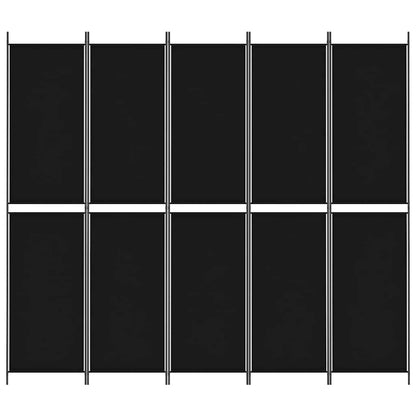 5-Panel Room Divider Black 250x220 cm Fabric