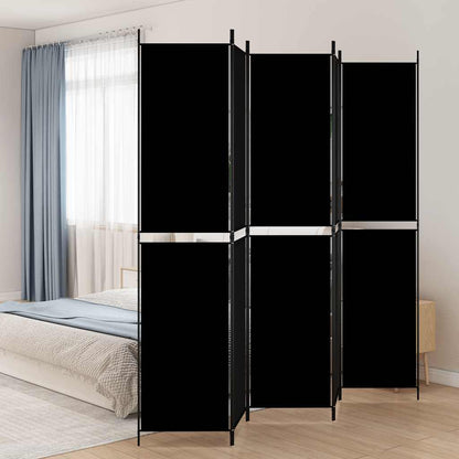5-Panel Room Divider Black 250x220 cm Fabric