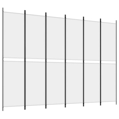 6-Panel Room Divider White 118.1"x86.6" Fabric