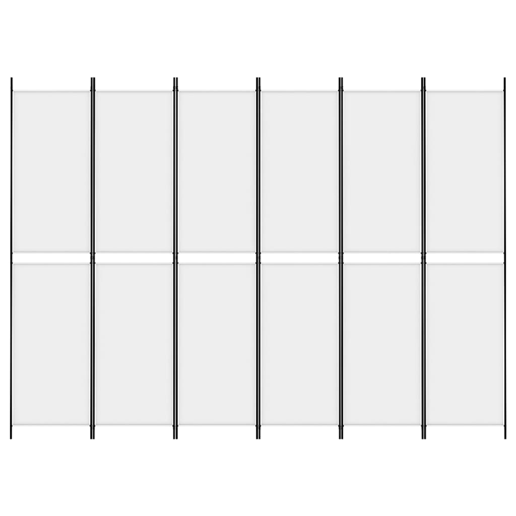 6-Panel Room Divider White 118.1"x86.6" Fabric