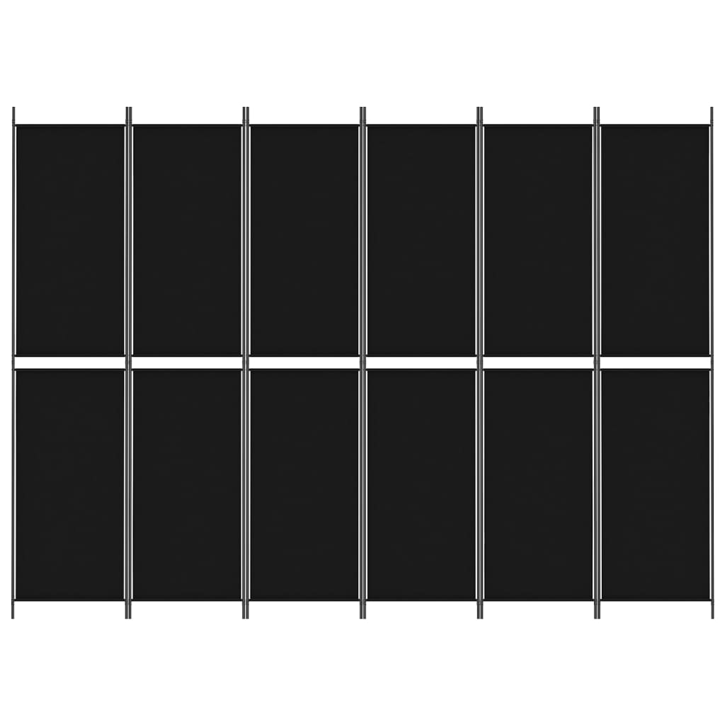 6-Panel Room Divider Black 118.1"x86.6" Fabric