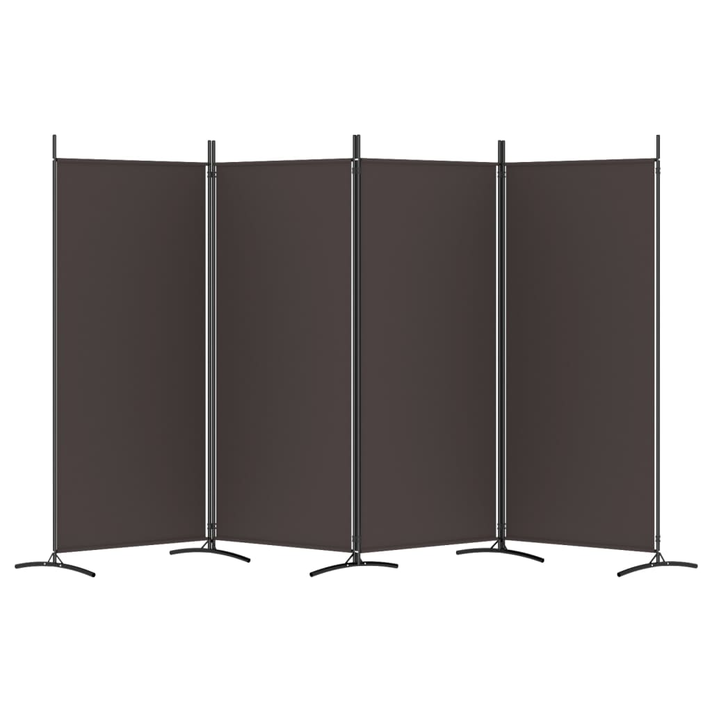 4-Panel Room Divider Brown 346x180 cm Fabric